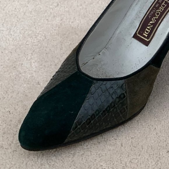 Vintage Green Suede Dress Heels - Picture 3 of 4